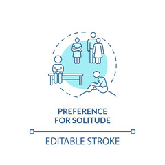 Preference for solitude in autism concept icon. Autism sign abstract idea thin line illustration. Becoming social outcast. Focus on inner world. Vector isolated outline color drawing. Editable stroke