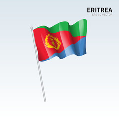 Eritrea waving flag isolated on gray background
