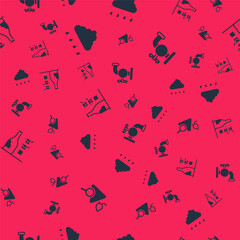 Set Grapes, Cloud with rain, Bottle of wine and Tap for barrel on seamless pattern. Vector