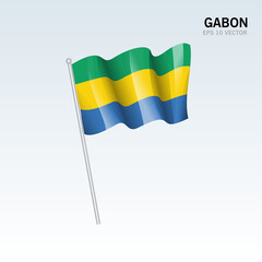 Gabon waving flag isolated on gray background