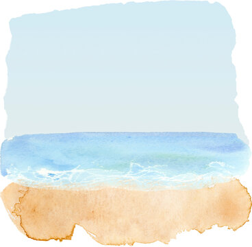 Watercolor beach clipart, summer trip, Summer vibes, travel clip art, ocean waves landscape