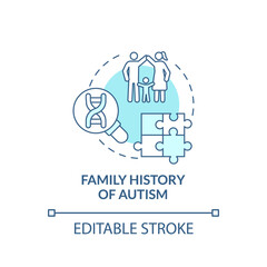 Family autism history concept icon. Autism risk factor abstract idea thin line illustration. Intellectual disability cause. Affect development. Vector isolated outline color drawing. Editable stroke