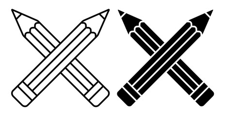 Linear icon. Crossed school pencils. School stationery. Simple black and white vector