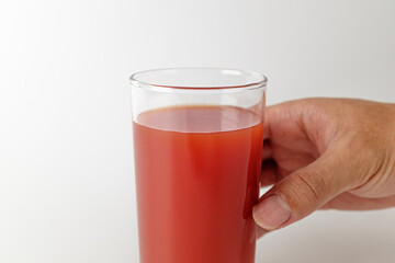 tomato juice on a white background