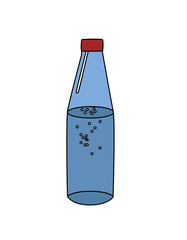 A bottle of clean drinking water, half full. The concept of clean water and healthy lifestyles.. Vector illustration on a white background.