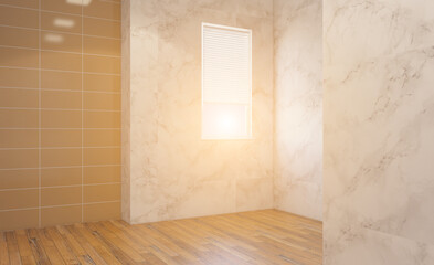 Abstract  toilet and bathroom interior for background. 3D rendering.. Sunset.