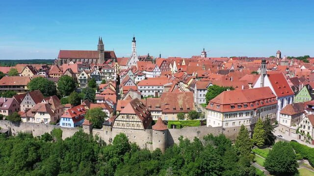 Rothenburg Ob Der Tauber, Germany. Aerial view of the medieval town. 