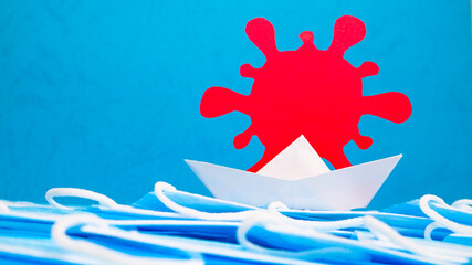 Sailing a paper boat on the sea from medical masks carries the Covid Delta variant B.1.617.2