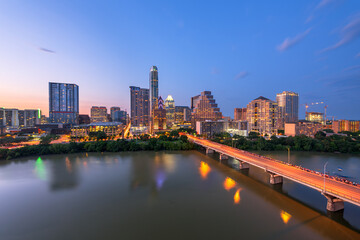 Fototapeta na wymiar Austin, Texas, USA downtown City Skyline on the Colorado River