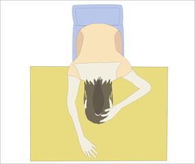 上から見た落ち込む女性