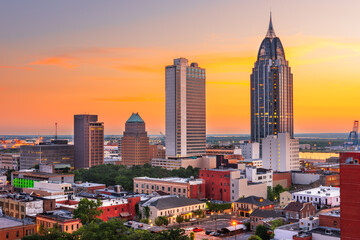 Fototapeta na wymiar Mobile, Alabama, USA Downtown Skyline