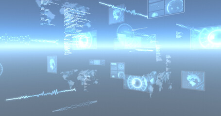 Image of scopes scanning, statistics recording and data processing on screens