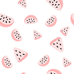 Pink cute watermelon slices seamless pattern
