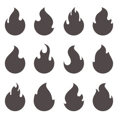 Fire flames, set vector icons.