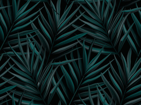 Abstract art palm leaves background. Seamless Wallpaper design texture from banana and monstera leaves, tropical Jungle leaves, exotic botanical floral pattern. Design for prints, banner, wall art