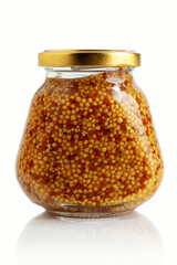 French mustard in a glass jar
