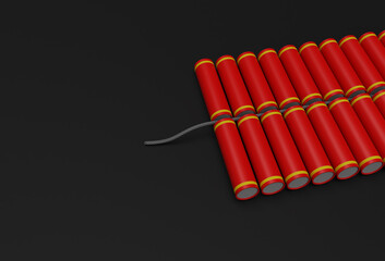 Naklejka premium 3D Render Diwali crackers for Diwali festival Banger for asian holiday.