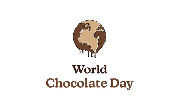 World Chocolate Day July 7. Simply chocolate planet. Minimalist web banner, world chocolate day vector illustration. One continuous line drawing.