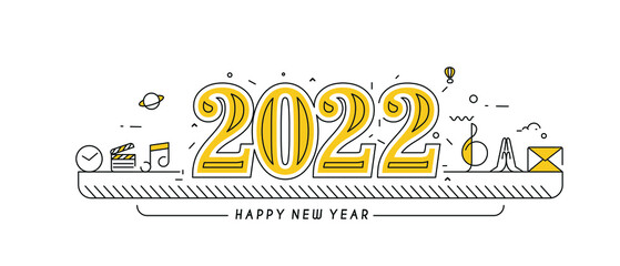 Happy New Year 2022 Text Typography Design Patter, Vector illustration.