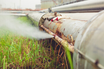 Corrosion rusty through socket tube steam gas leak pipeline