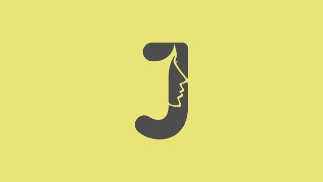 J letter logo animation with dime yellow background