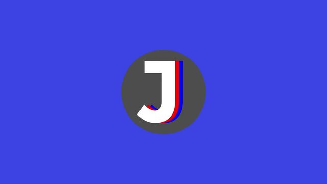 J letter logo stock video with medium blue background