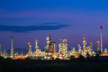 Fototapeta na wymiar Morning scene of oil refinery plant and power plant of Petrochemistry in the morning time