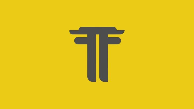 T letter logo stock video with yellow color background