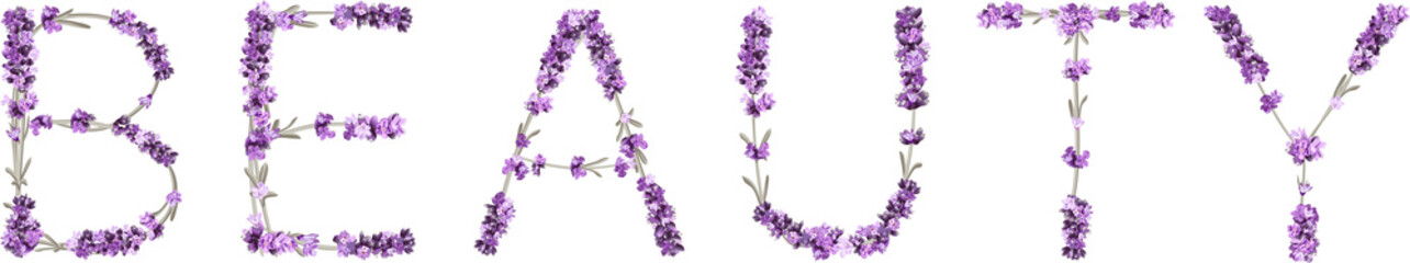 vector inscription Beauty made in the form of lavender sprigs