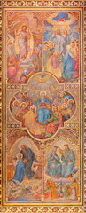 VIENNA, AUSTIRA - JUNI 24, 2021: The fresco of glorious mysteries of Rosay in the Votivkirche...