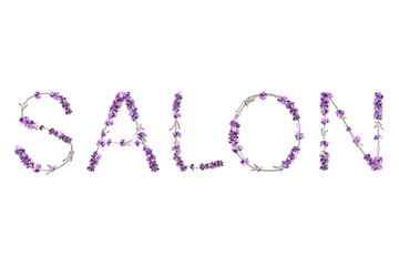 vector inscription Salon made in the form of lavender sprigs