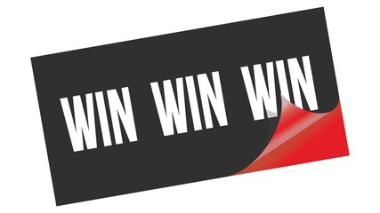 WIN  WIN  WIN text on black red sticker stamp.