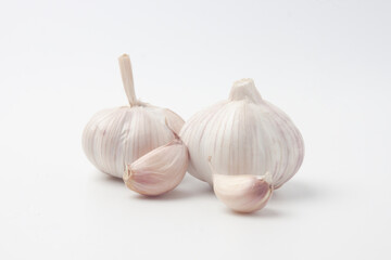 fresh garlic on white background