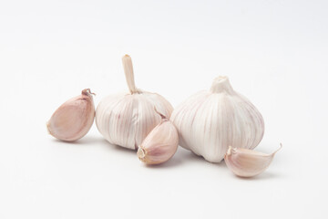 fresh garlic on white background