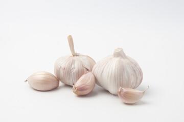 fresh garlic on white background