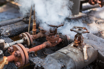 Corrosion rusty through valve tube steam gas leak pipeline