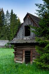 Traditional Log Cabin Shepherd Hut in Jurgow Heritage Village in Podhale,Poland
