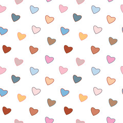 Seamless Pattern with Colorful Heart Design on White Background