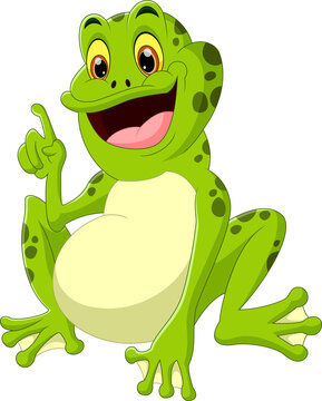 cute frog cartoon on white background