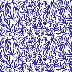Abstract decorative seamless pattern with doodle shapes, modern contemporary artwork, Matisse inspired