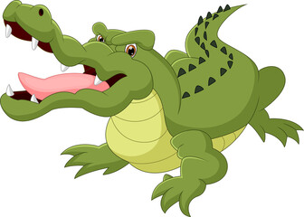 cute crocodile cartoon on white background