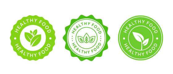 Fototapeta Set of Healthy Food Icons. Natural Organic Product Label Sign. Eco Stamp. Bio Badge. obraz