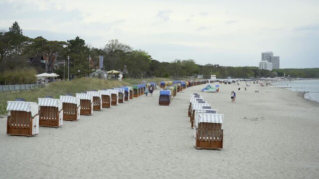 Beach baskets on the Baltic Sea at Timmendorf Beach Germany - travel photography