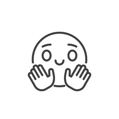 Hugging smiling face emoji line icon