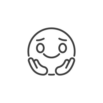 Happy emoticon face line icon