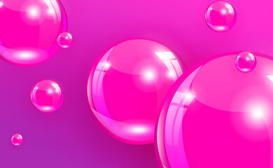 Pink gradient design, sparkling balls of different diameters