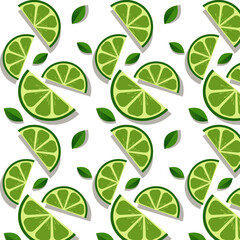 seamless pattern with green leaves and lime