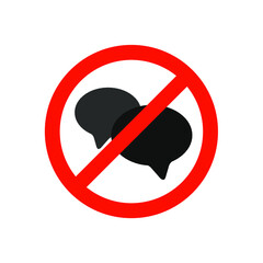 A sign not to make noise, do not talk, do not correspond, do not communicate. Keep silence glyph icons, prohibition and forbidden. Vector illustration in a flat style. 