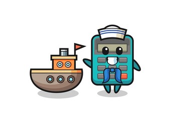 Character mascot of calculator as a sailor man
