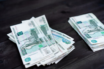 A bundle of Russian money for 1000 rubles